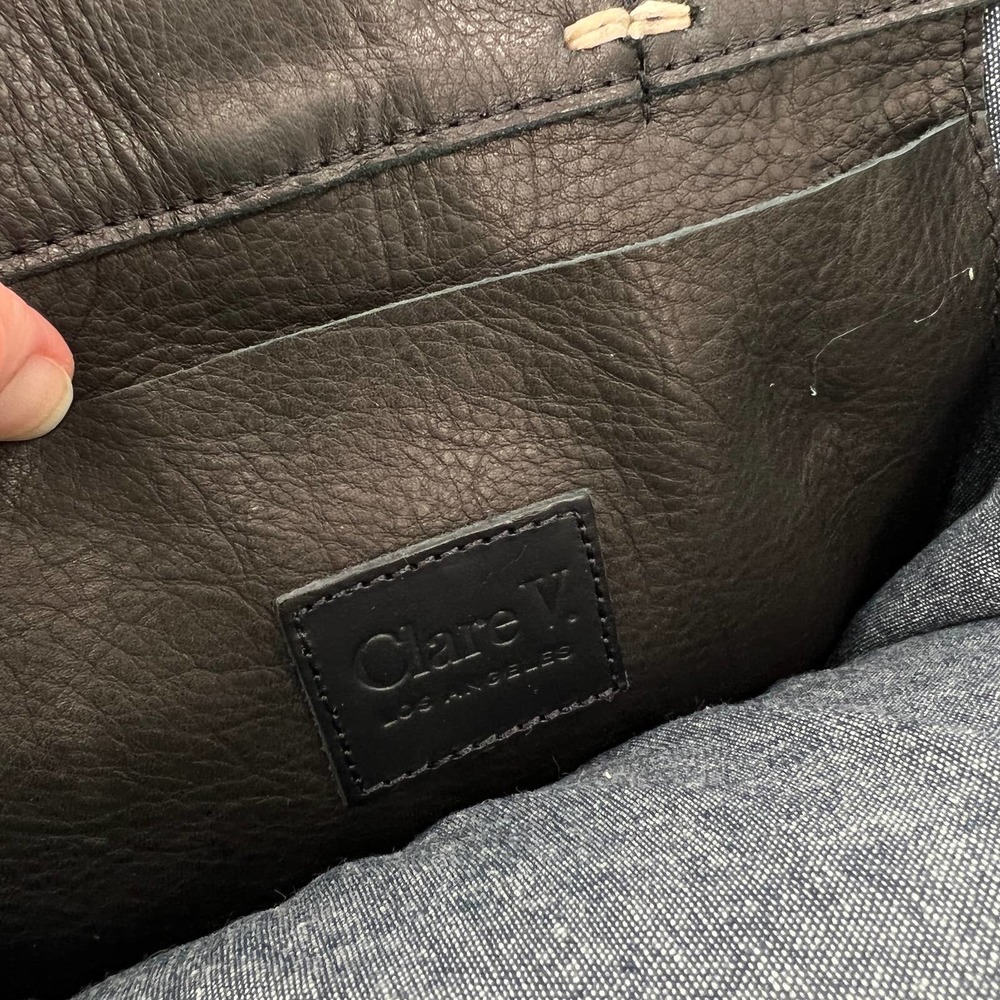 CLARE V Bag Womens Black Brown Petite Simple Tote Leopard Patchwork NWT - Picture 10 of 13